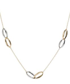 Collane Milor | Collana Catena Rolo Con Station Ellissi Bicolore Intrecciate Oro 9Kt