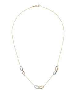 Collane Milor | Collana Catena Rolo Con Station Ellissi Bicolore Intrecciate Oro 9Kt