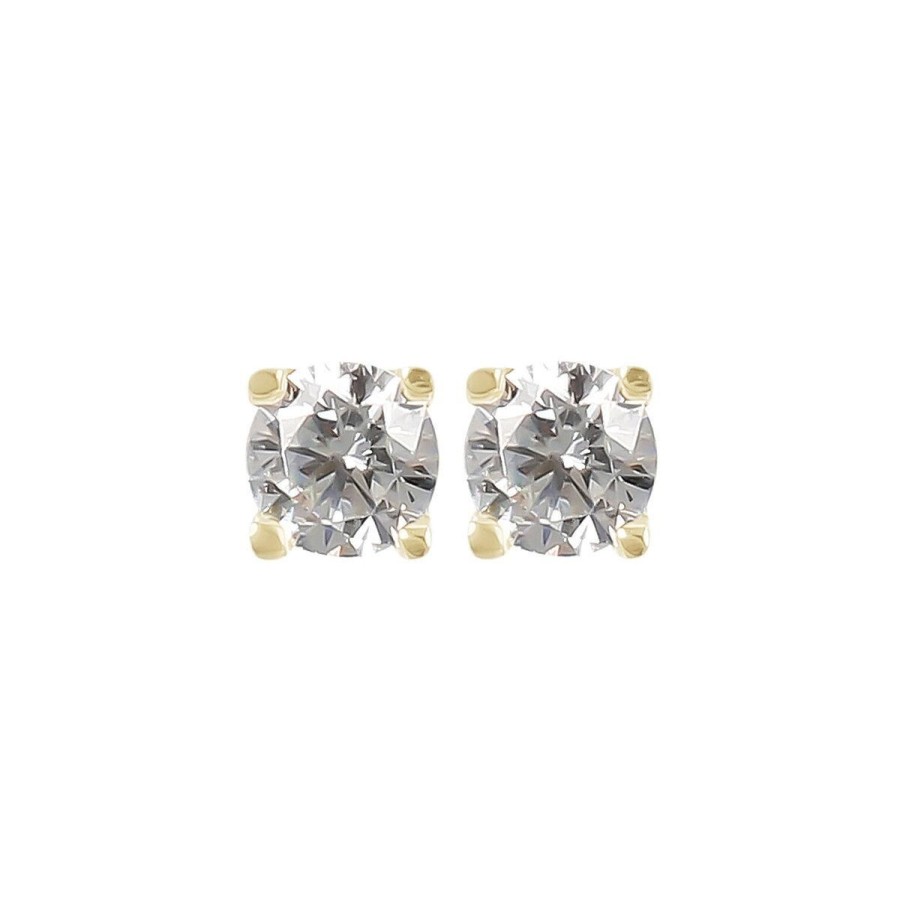 Orecchini Milor | Orecchini Punto Luce Con Griffe E Cubic Zirconia Oro 9Kt