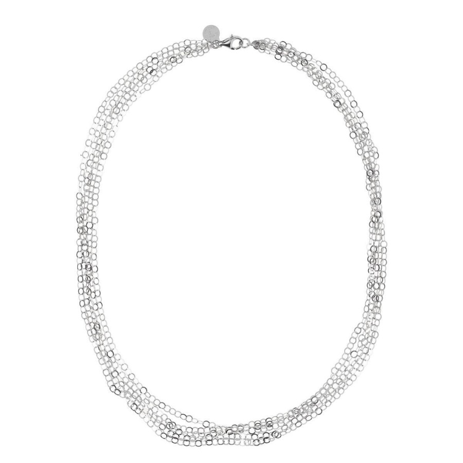 Collane Milor | Collana Multifilo Diamantata In Argento 925 Placcato Platino