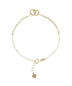 Bracciali Milor | Bracciale Catena Forzatina Doppio Cuore A Incastro Oro 9Kt