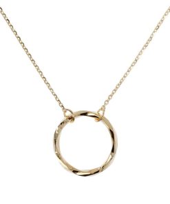 Collane Milor | Collana Con Catena Forzatina E Pendente A Cerchio Diamantato Oro 9Kt