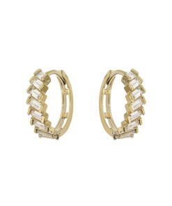 Orecchini Milor | Orecchini A Cerchio Con Cubic Zirconia Taglio Baguette Oro 9Kt