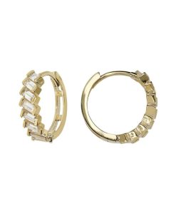 Orecchini Milor | Orecchini A Cerchio Con Cubic Zirconia Taglio Baguette Oro 9Kt