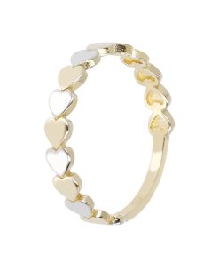 Anelli Milor | Anello Fedina Con Piccoli Cuori Bicolore Oro 9Kt