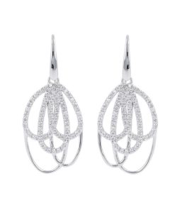 Orecchini Milor | Orecchini A Lampadario Con Pave In Cubic Zirconia In Argento 925 Placcato Rodio