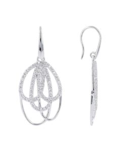 Orecchini Milor | Orecchini A Lampadario Con Pave In Cubic Zirconia In Argento 925 Placcato Rodio