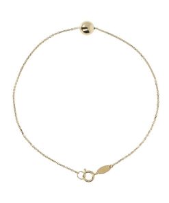 Bracciali Milor | Bracciale Catena Rolo Con Pendente Sfera Lucida Piccola Oro 9Kt