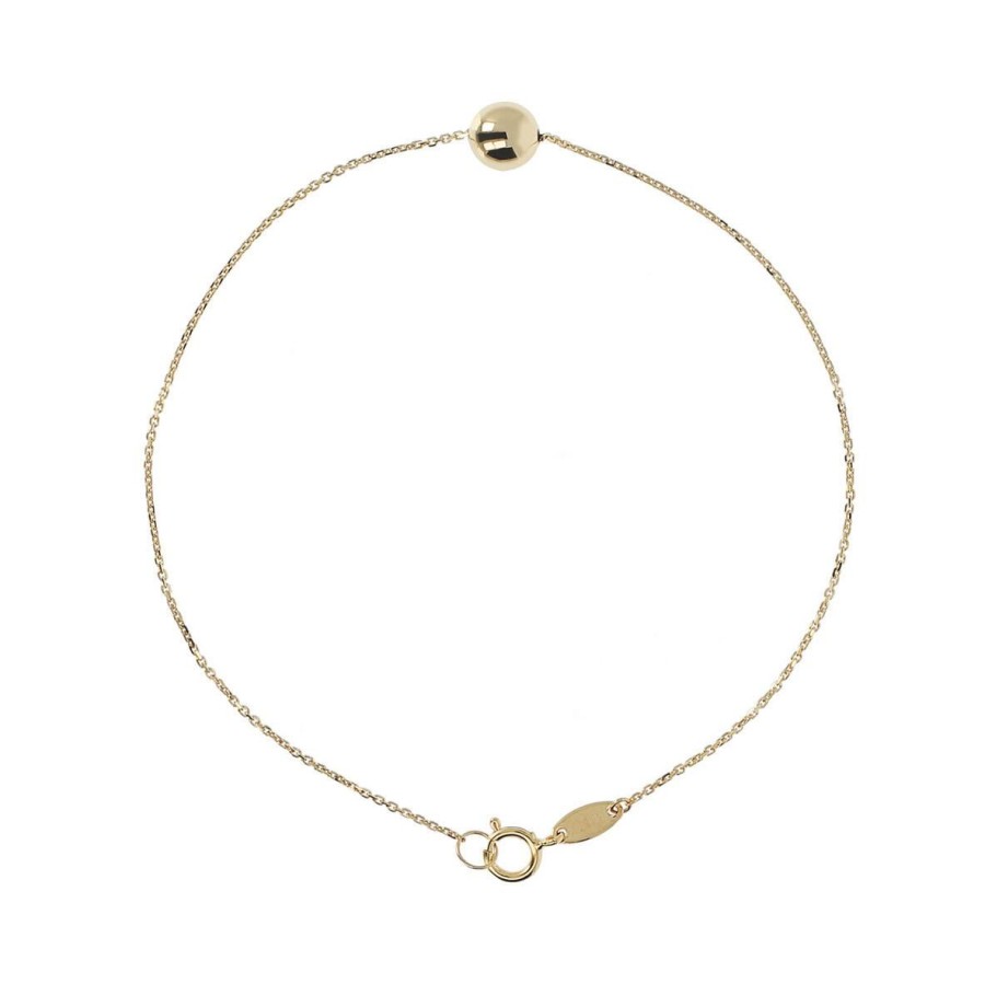 Bracciali Milor | Bracciale Catena Rolo Con Pendente Sfera Lucida Piccola Oro 9Kt