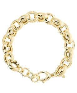 Bracciali Milor | Bracciale Catena Rolo Maxi Maglie In Argento 925 Placcato Oro Giallo 18Kt