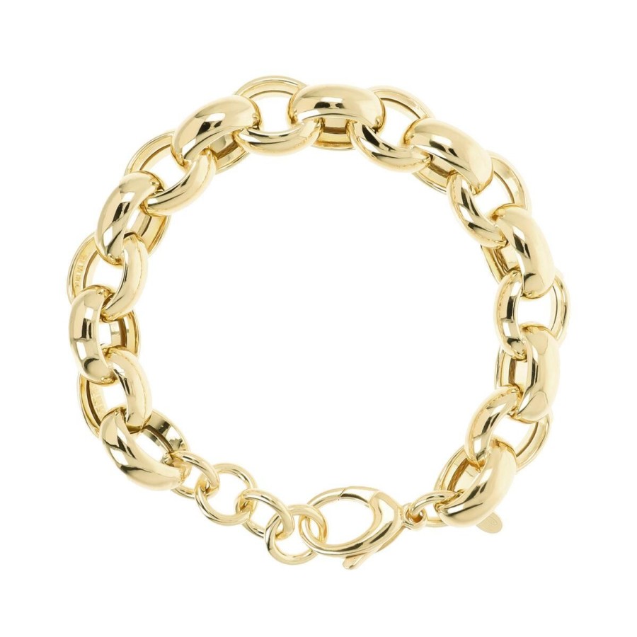 Bracciali Milor | Bracciale Catena Rolo Maxi Maglie In Argento 925 Placcato Oro Giallo 18Kt