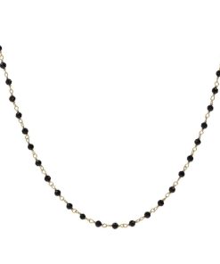 Collane Milor | Collana Rosario Girocollo Con Spinello Nero In Argento 925 Placcato Oro Giallo 18Kt