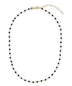 Collane Milor | Collana Rosario Girocollo Con Spinello Nero In Argento 925 Placcato Oro Giallo 18Kt