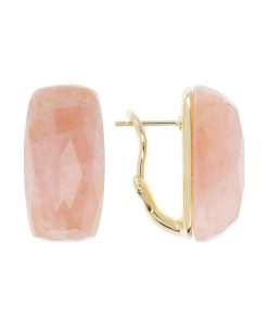 Orecchini Milor | Orecchini In Argento 925 Placcato Oro Giallo 18Kt Con Pietra Naturale Quarzo Rosa