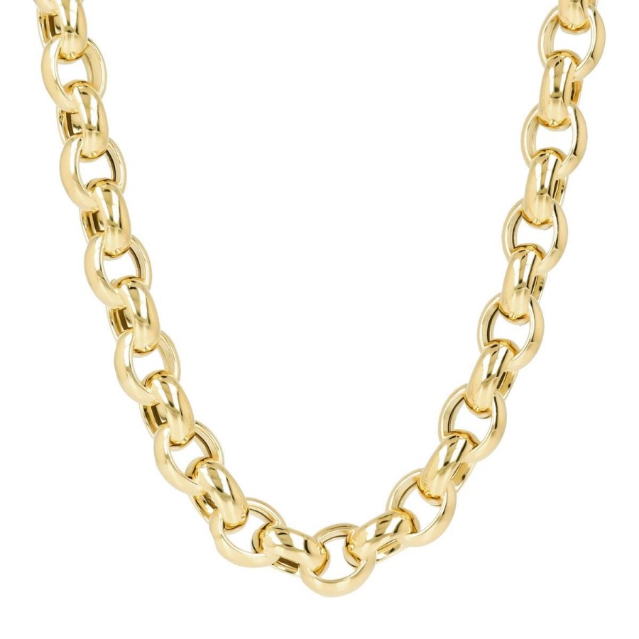 Collane Milor | Collana Catena Rolo Maxi Maglie In Argento 925 Placcato Oro Giallo 18Kt