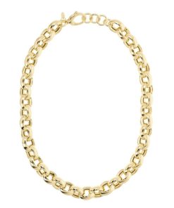 Collane Milor | Collana Catena Rolo Maxi Maglie In Argento 925 Placcato Oro Giallo 18Kt