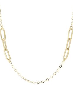 Collane Milor | Collana Catena Rolo E Forzatina Paperclip Sottile Oro 9Kt