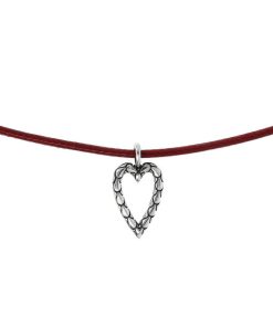 Collane Milor | Collana Con Cordino Cerato E Pendente Simbolo In Argento 925 Placcato Rodio Texture Sirena Rosso