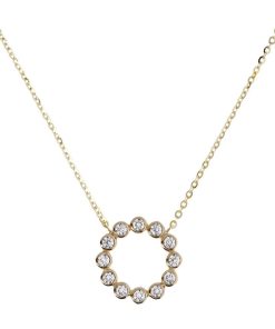 Collane Milor | Collana Con Catena Rolo E Pendente A Cerchio In Cubic Zirconia Oro 9Kt