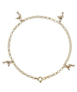 Bracciali Milor | Bracciale Catena Rolo Con Charms Delfini Oro 9Kt