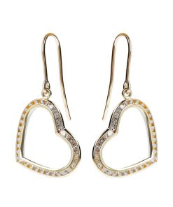 Orecchini Milor | Orecchini Pendenti Con Cuori In Cubic Zirconia Oro 9Kt