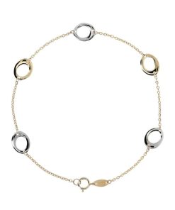 Bracciali Milor | Bracciale Catena Forzatina Con Anelli Bicolore Oro 9Kt