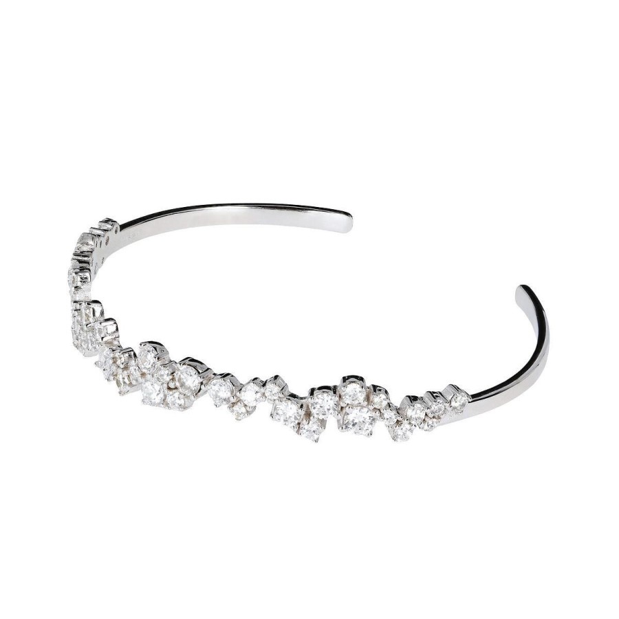 Bracciali Milor | Bracciale Rigido In Argento 925 Placcato Rodio Con Cubic Zirconia