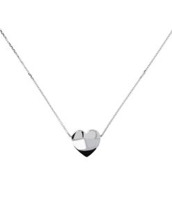 Collane Milor | Collana Maglia Brillantina Con Pendente Scorrevole A Cuore In Argento 925 Placcato Platino