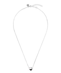 Collane Milor | Collana Maglia Brillantina Con Pendente Scorrevole A Cuore In Argento 925 Placcato Platino