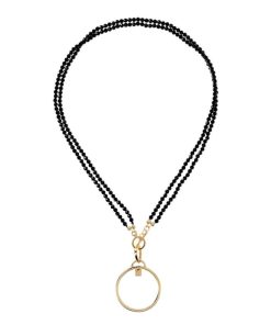 Collane Milor | Collana Duo Con Spinello Nero In Argento 925 Placcato Oro Giallo 18Kt