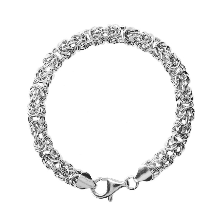 Bracciali Milor | Bracciale Maglia Bizantina In Argento 925 Placcato Platino