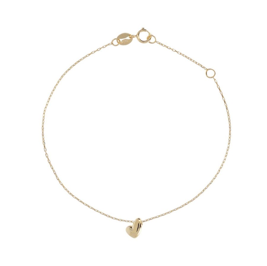 Bracciali Milor | Bracciale Catena Forzatina Con Cuore Asimmetrico Oro 9Kt