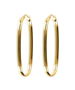 Orecchini Milor | Orecchini Ovali Allungati Large In Argento 925 Placcato Oro Giallo 18Kt