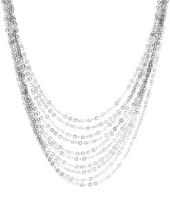 Collane Milor | Collana Multifilo Diamantata In Argento 925 Placcato Platino