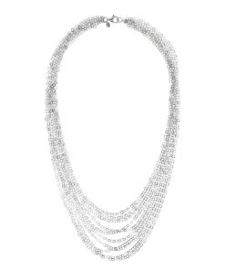 Collane Milor | Collana Multifilo Diamantata In Argento 925 Placcato Platino