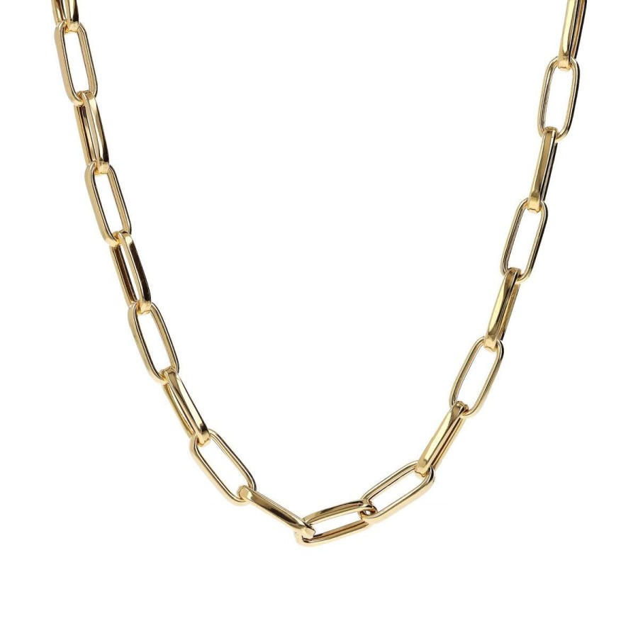 Collane Milor | Collana Maxi Maglie Ovali Allungate E Chiusura A Scomparsa In Argento 925 Placcato Oro Giallo 18Kt