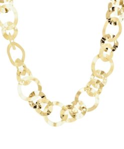 Collane Milor | Collana Catena Ad Anelli Ondulati Con Superficie Martellata E Satinata In Argento 925 Placcato Oro Giallo 18Kt