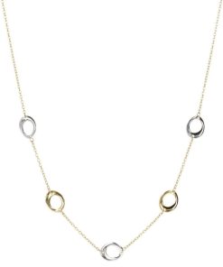 Collane Milor | Collana Catena Rolo Con Station Anelli Bicolore Oro 9Kt