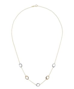 Collane Milor | Collana Catena Rolo Con Station Anelli Bicolore Oro 9Kt