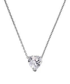 Collane Milor | Collana Maglia Brillantina In Argento 925 Placcato Rodio Con Pendente Cuore In Cubic Zirconia