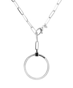 Collane Milor | Collana Duo Maglie Ovali Allungate Con Pendente Rimovibile In Argento 925 Placcato Rodio