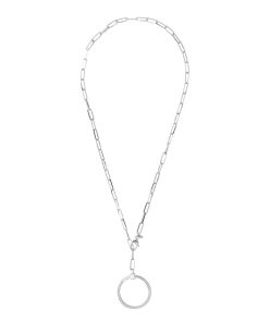 Collane Milor | Collana Duo Maglie Ovali Allungate Con Pendente Rimovibile In Argento 925 Placcato Rodio