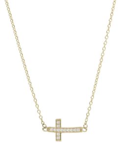 Collane Milor | Collana Forzatina Con Pendente Croce In Cubic Zirconia Oro 9Kt