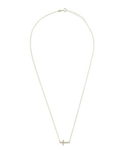 Collane Milor | Collana Forzatina Con Pendente Croce In Cubic Zirconia Oro 9Kt