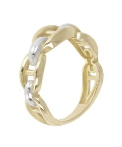 Anelli Milor | Anello Fedina Bicolore Maglia Marina Oro 9Kt