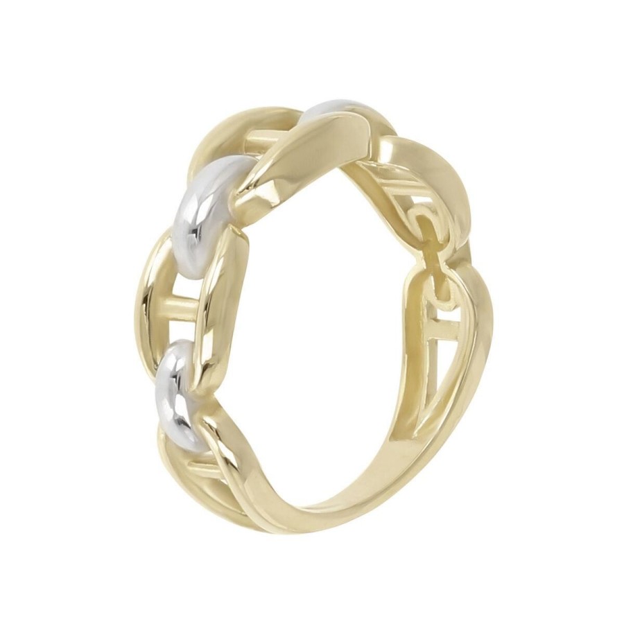 Anelli Milor | Anello Fedina Bicolore Maglia Marina Oro 9Kt