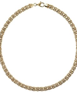 Collane Milor | Collana Girocollo Maglia Bizantina In Argento 925 Placcato Oro Giallo 18Kt