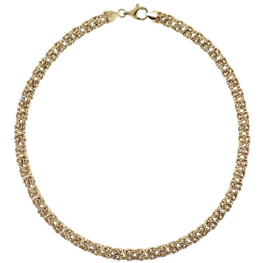 Collane Milor | Collana Girocollo Maglia Bizantina In Argento 925 Placcato Oro Giallo 18Kt