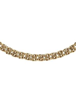 Collane Milor | Collana Girocollo Maglia Bizantina In Argento 925 Placcato Oro Giallo 18Kt