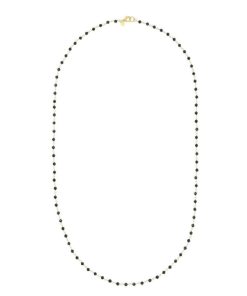 Collane Milor | Collana Rosario Lunga Con Spinello Nero In Argento 925 Placcato Oro Giallo 18Kt